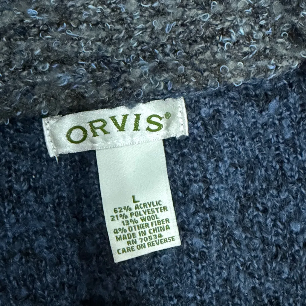 🧶✨ Orvis V-Neck Snap Cardigan Sweater | Women’s Large | Gray-Blue Wool Blend - Image 9