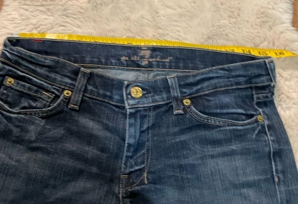 7 For All Mankind Dojo Denim Shorts Size 29 Womens Dark Wash Raw Hem - Image 4