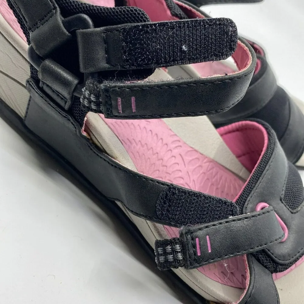 Baretraps Strappy Comfort Arch Support Wedge Black Pink Hook Loop Sandal Size 7 - Image 10