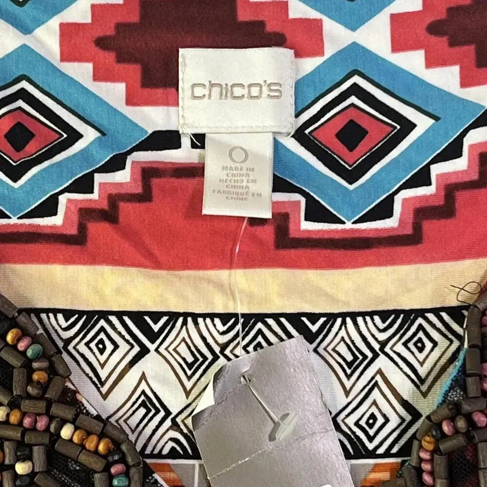 Chicos Floral Aztec Colorful Boho Hippie Stretchy Printed Maxi Dress Size 0 NWT - Image 4