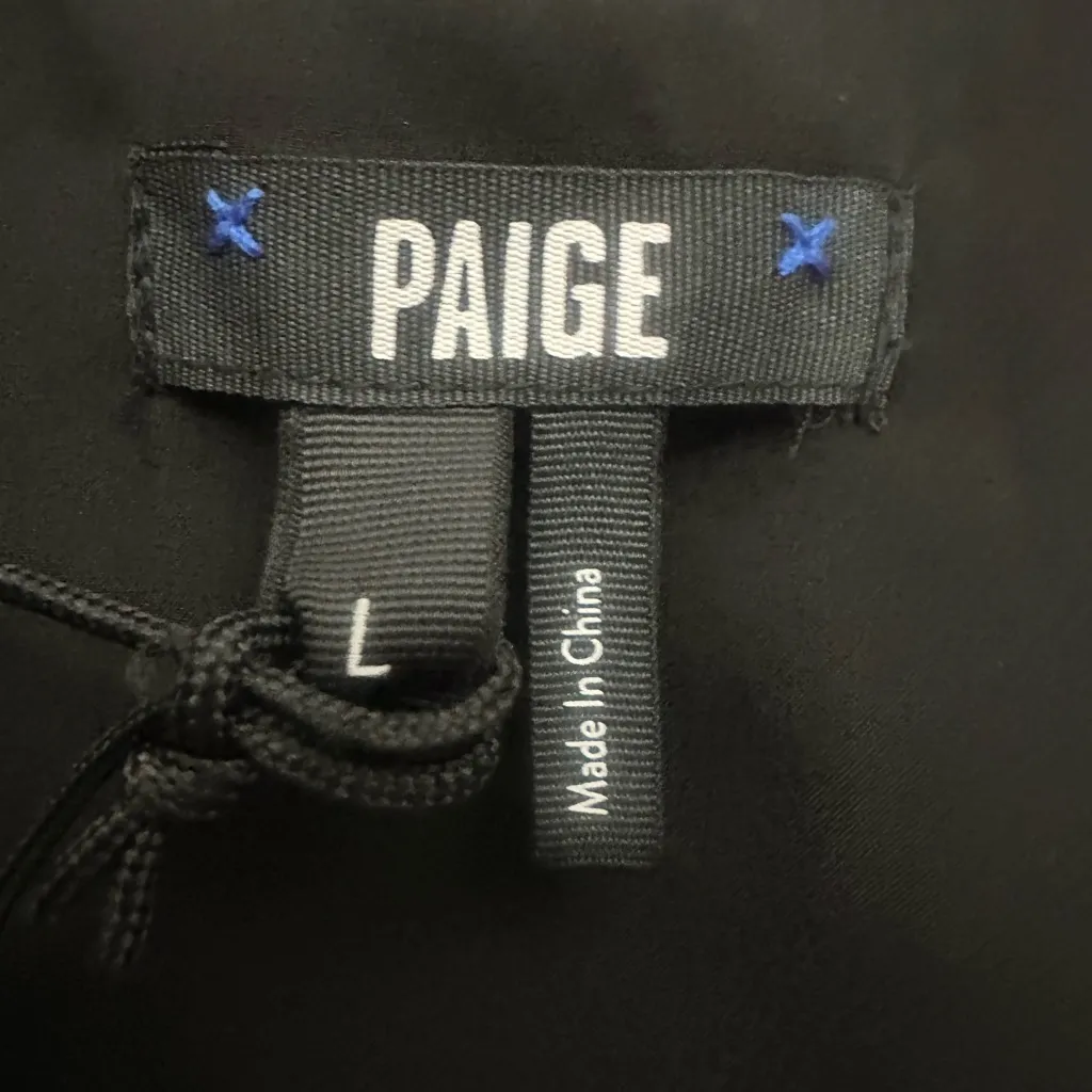 Paige Erin Faux Leather Dress Size Large Waist Tie Long Sleeve Button Front New - Image 5