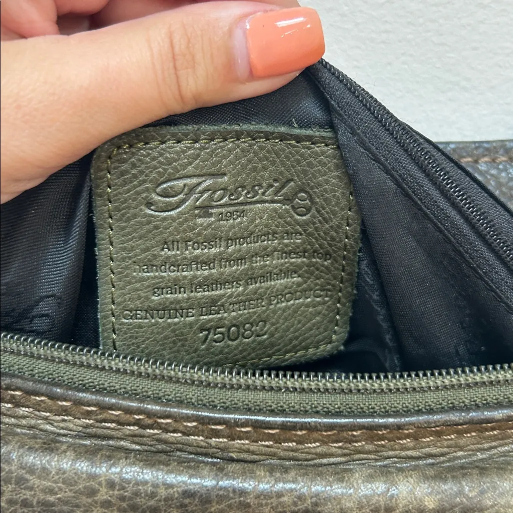 Vintage Fossil 1954 Crossbody Genuine Leather Bag Organizer Dark Brown‎ 75082 - Image 3