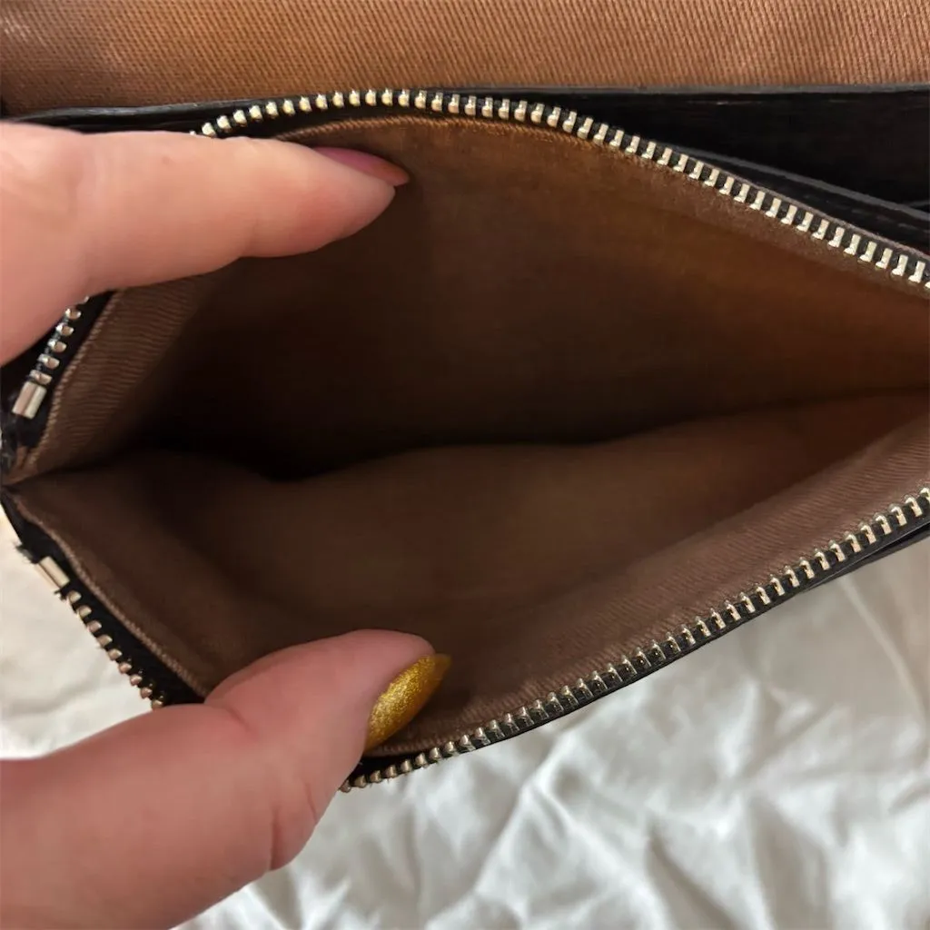 Lauren Ralph Lauren Black Leather Chain Shoulder Bag Clutch Wallet - Image 8