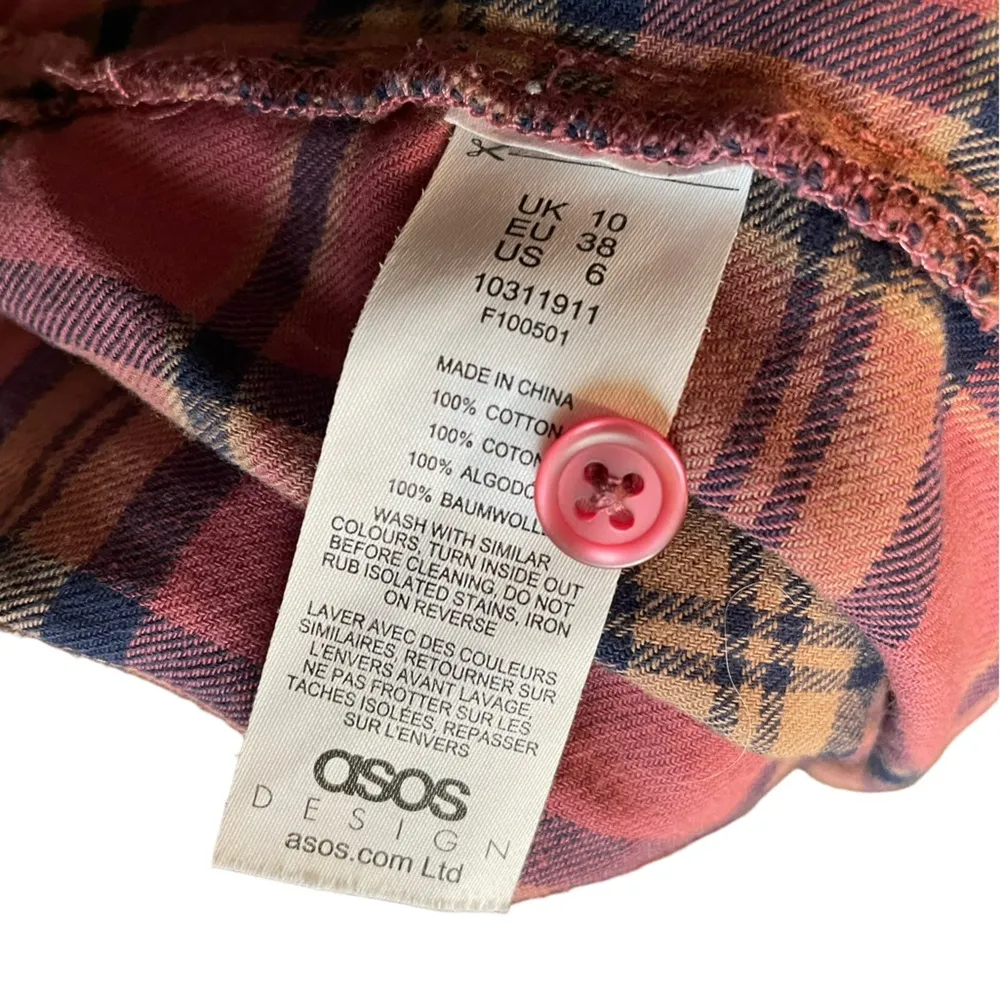 ASOS Purple Plaid Tartan Flannel Button Up Long Sleeve Grunge Classic Punk Shirt - Image 8