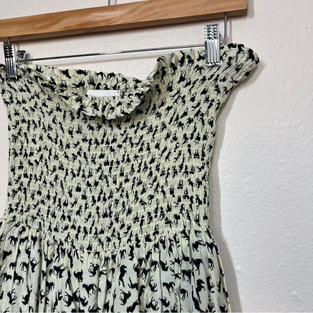 Dolls Kill Dolls Point Cream Horse Print Smocked Layered Mini Dress - Image 3