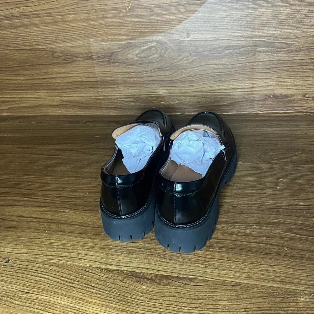 VorisVina Platform Penny Loafers Comfort Chunky Slip On Dress Shoes Black Size 7.5 - Image 3