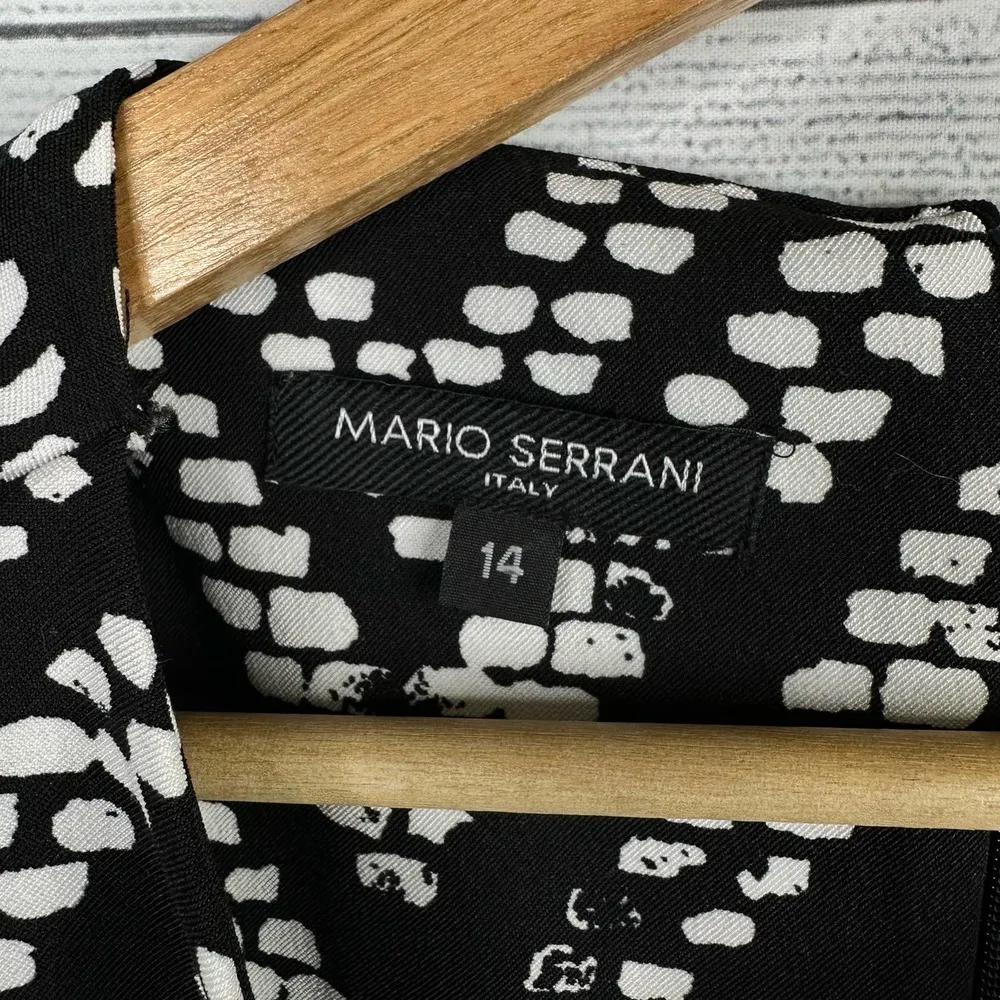 Mario Serrani Womens size 14 Sleeveless Shift Diamond Black White Dress - Image 7