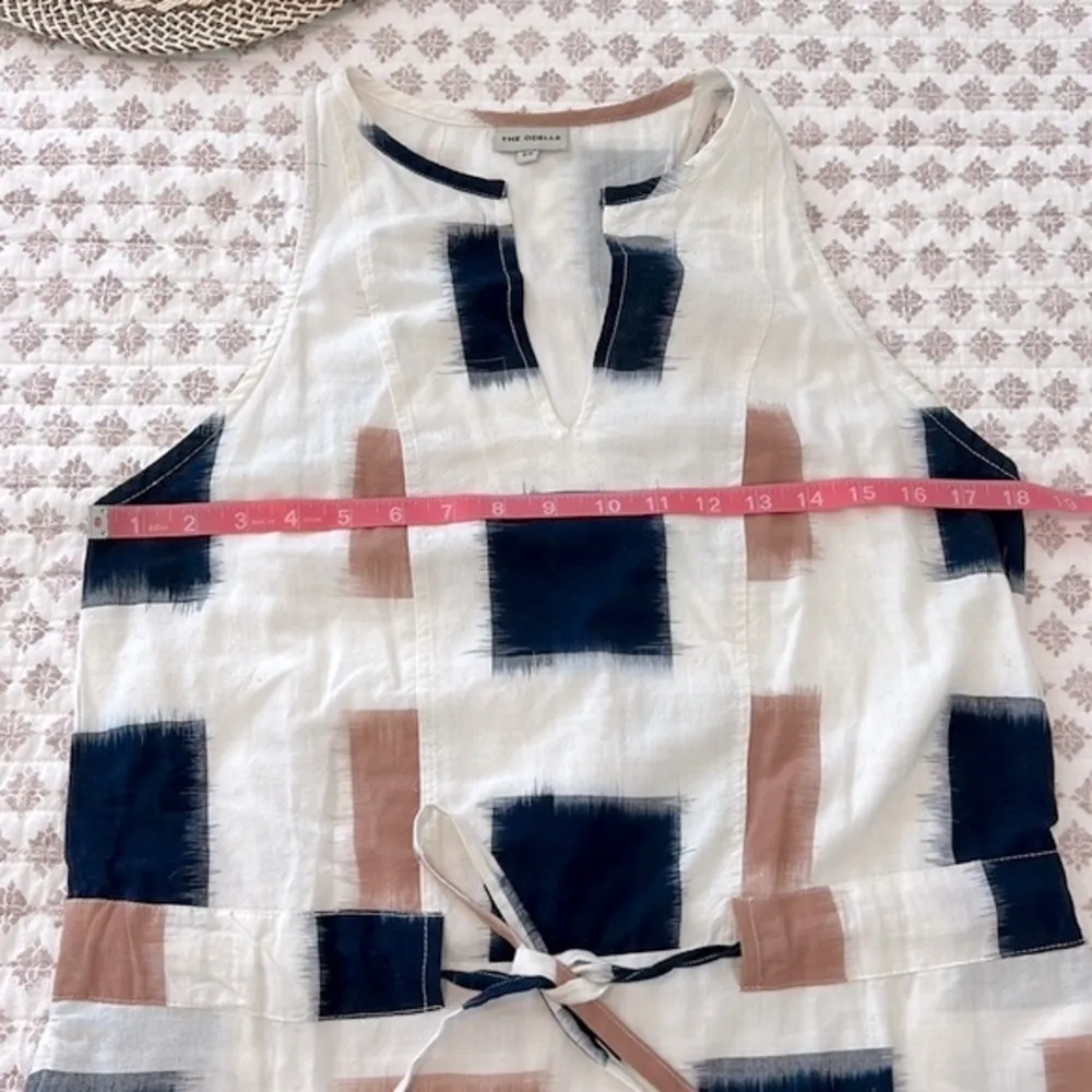 Anthropologie The Odells Yarn-Dyed Henley Shirt Dress Ikat Print Navy Small - Image 12