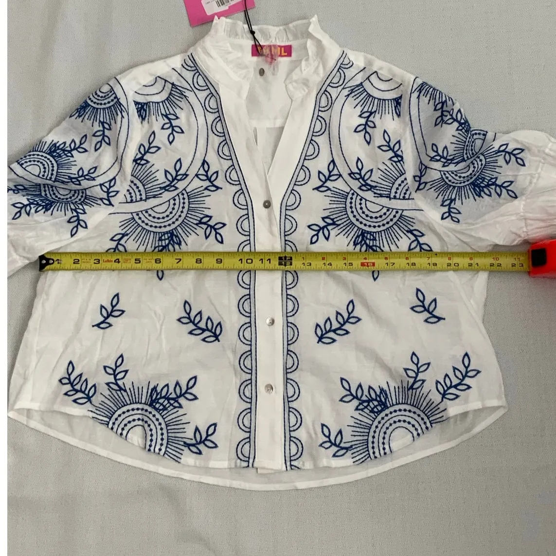 THML The Mackie Button-Front Embroidered Top NWT size Large $115 - Image 7