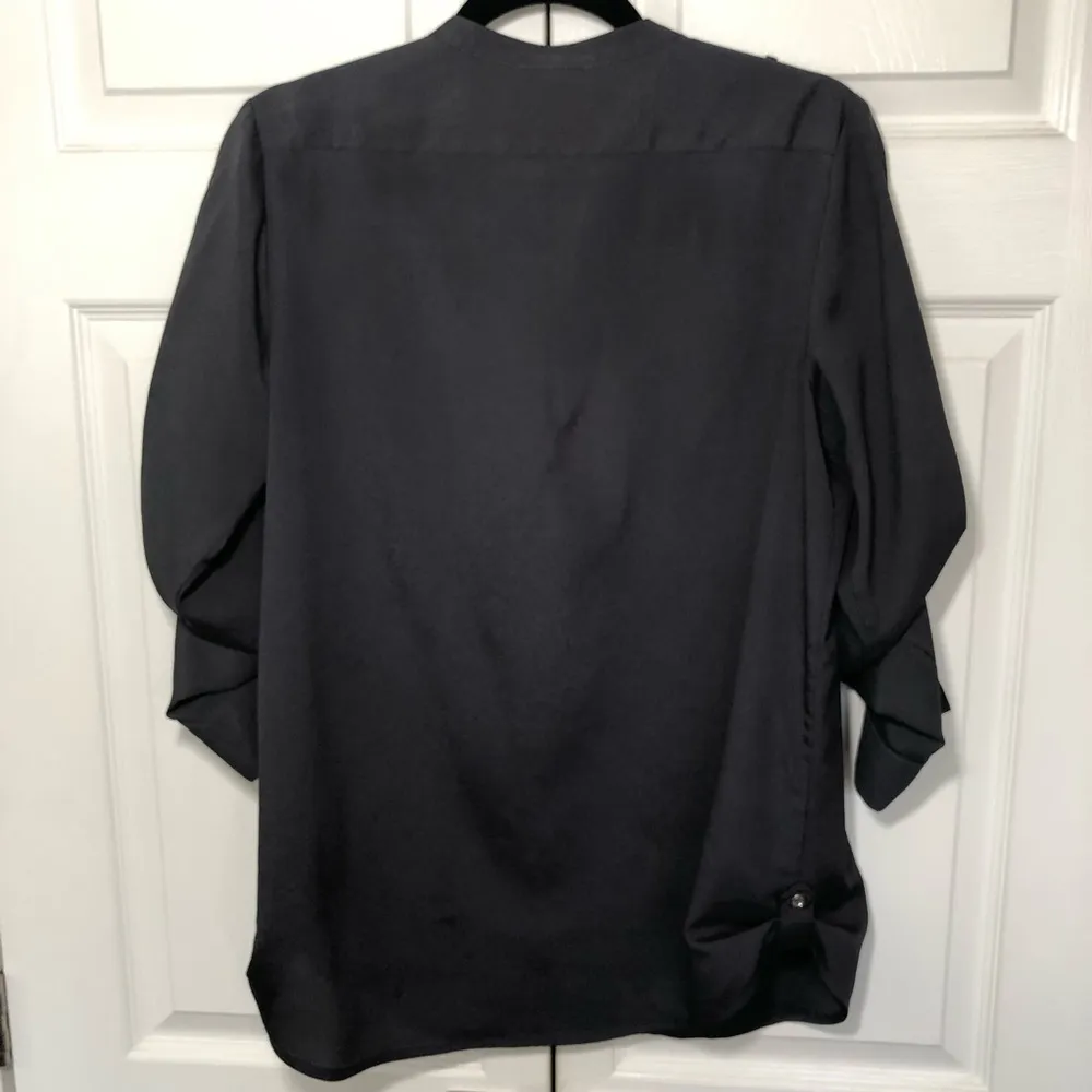 Grey and Silver Calvin Klein Button Up Blouse Size M - Image 5