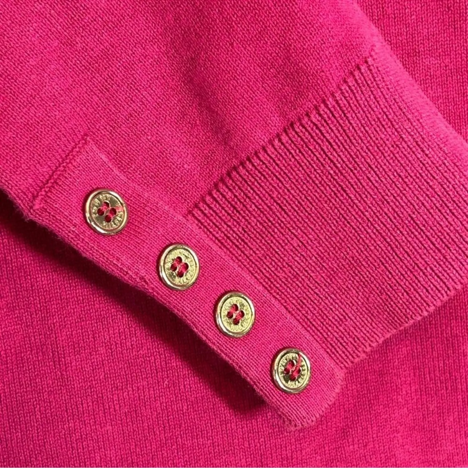 Tommy Hilfiger Magenta Turtleneck Sweater Button Cuff Size L Retro - Image 7