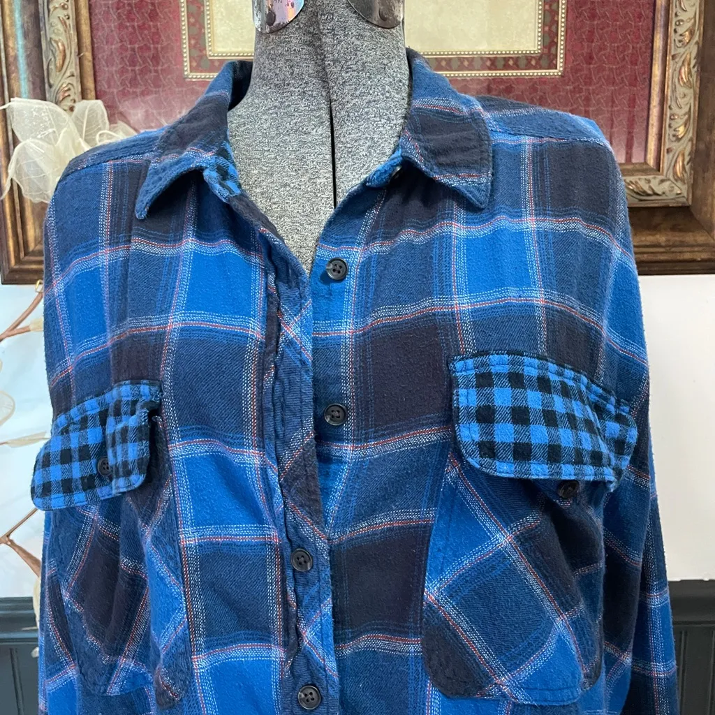 BDG Rayne Flannel Bleached Mixed Button Up Shirt UO Urban Outfitters - Sz L 💕🎀 - Image 5