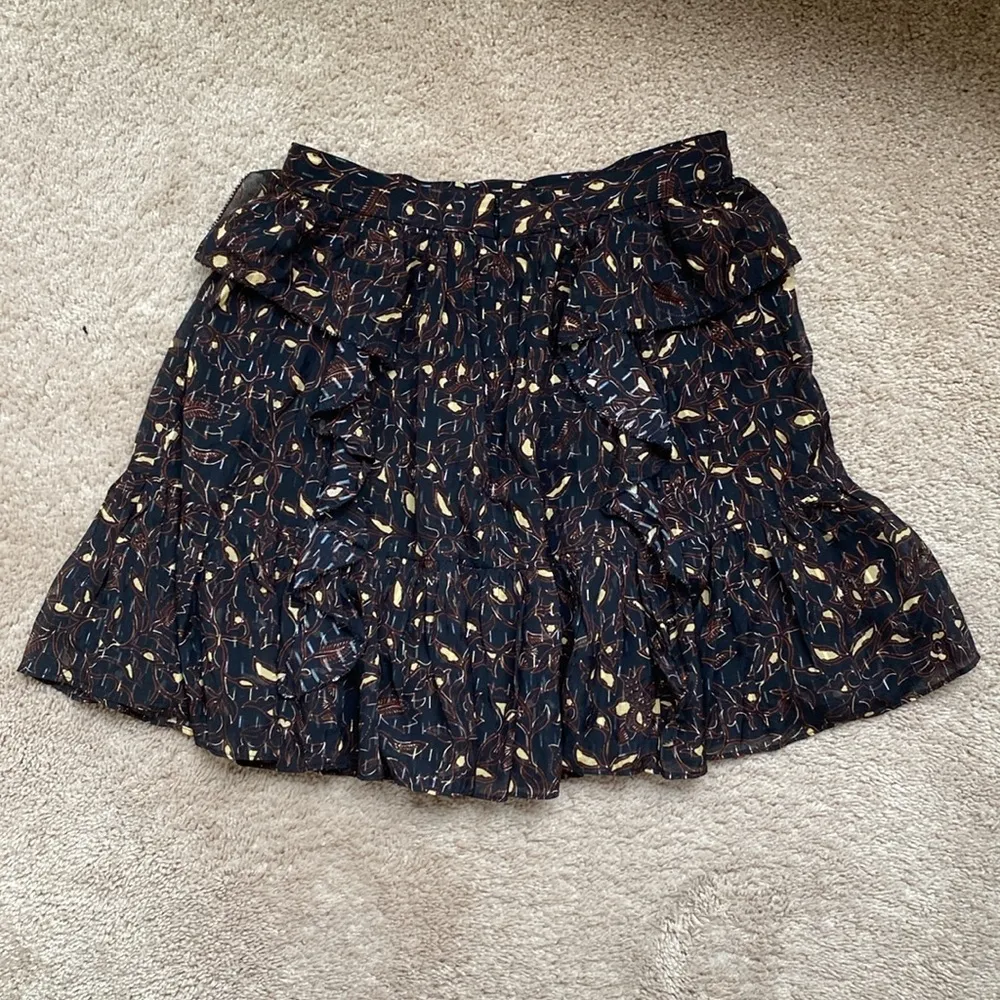 Ulla Johnson Zea Skirt in Jet Floral Vine Metallic Mini Skirt‎ Ruffle Size 2 - Image 11