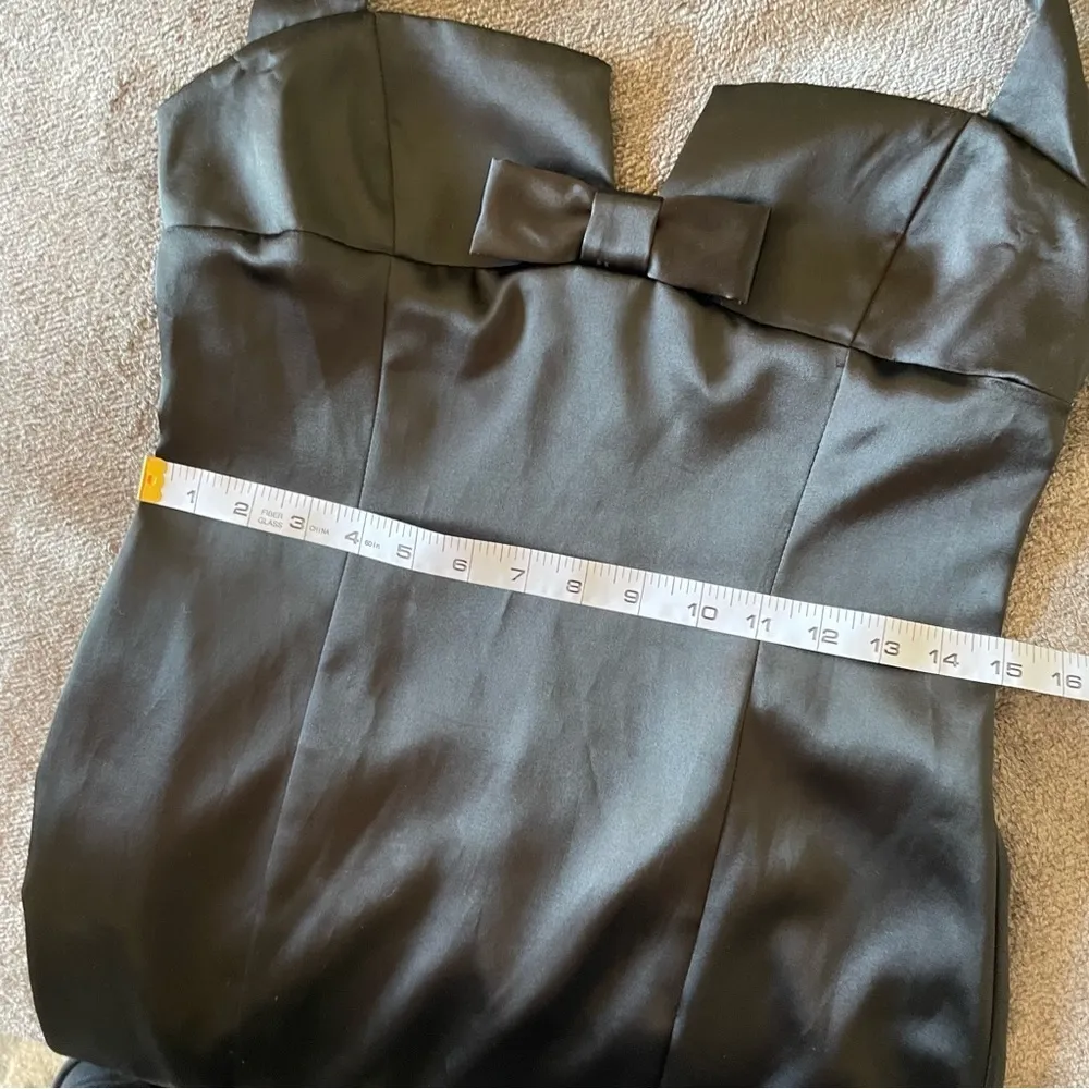 Retro Vintage Stretch Satin Bodycon Pinup Girl Mob Wife Halter Mini Dress Small - Image 8