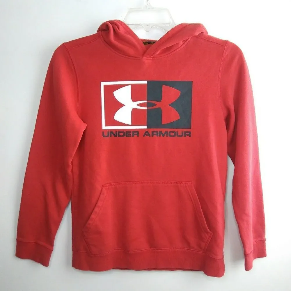 UNDER ARMOUR Red Hooded Long Sleeve Front Pocket - Image 2