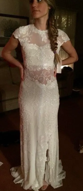 Mac Duvall Beaded illusion Lace Gown - Image 2