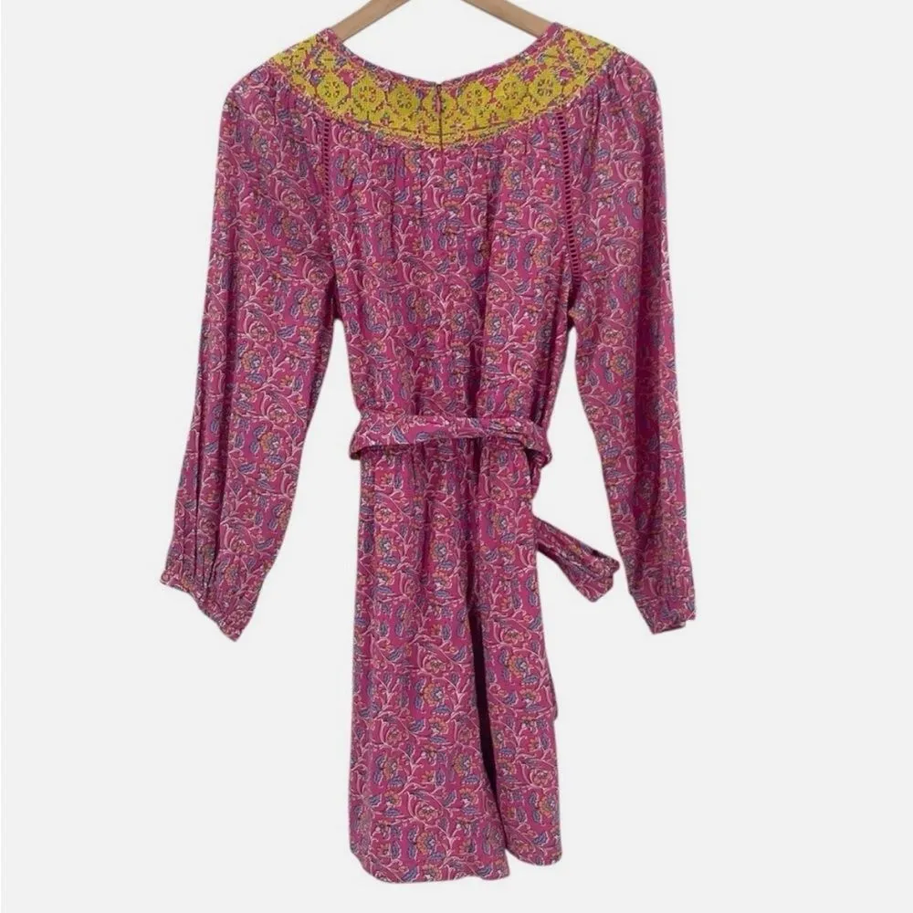 J.Crew Embroidered romper in pink vines block print pink orange multi NWT 8 - Image 3