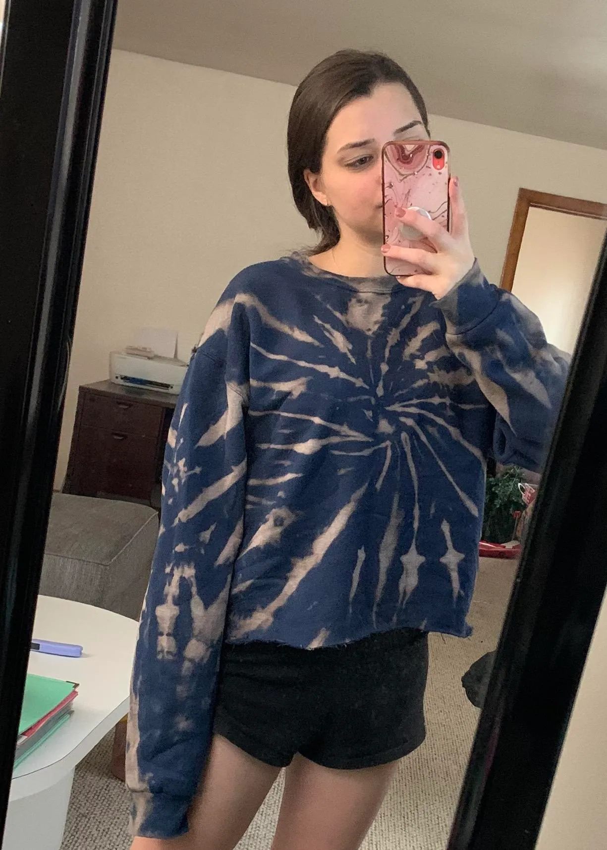 Handmade Bleach Dyed Cropped Crewneck - Image 4