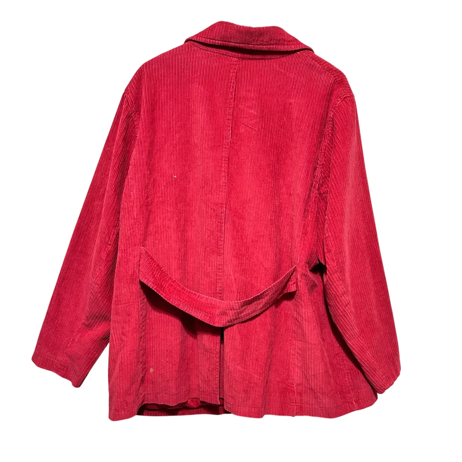 Izod Women Jacket 3X Red Wale Corduroy Double Breasted Holiday Retro Parisian - Image 2