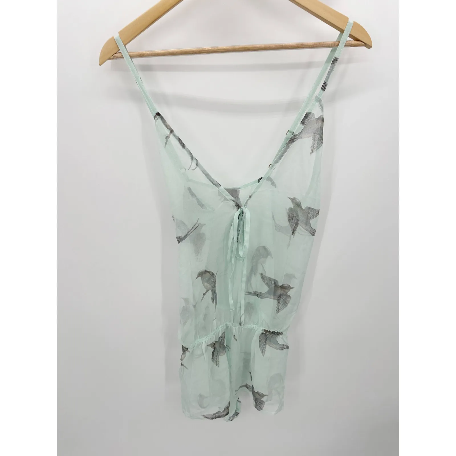 Beautiful Bottoms Swim Romper Women SMALL NWT Mint Green Bird Print Playsuit - Image 6