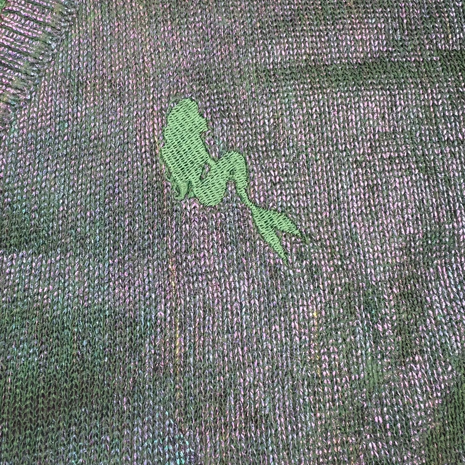 Disney Little Mermaid Iridescent Coated V-Neck Sweater Turquoise Lilac Size 5X - Image 3