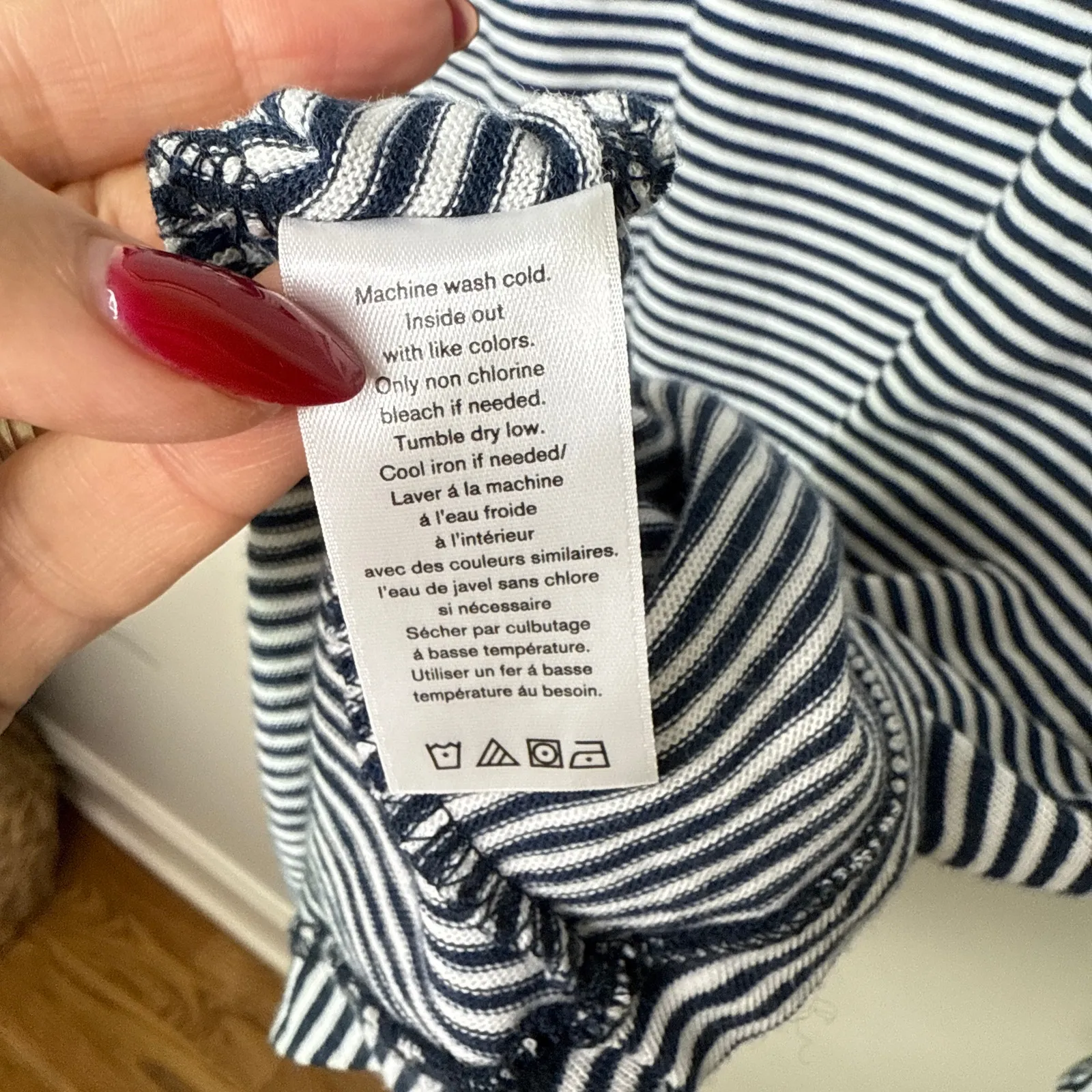 Rag & Bone Striped Kit Dress Size Large Long Sleeved Knit‎ Yarn Dyed Navy White - Image 9