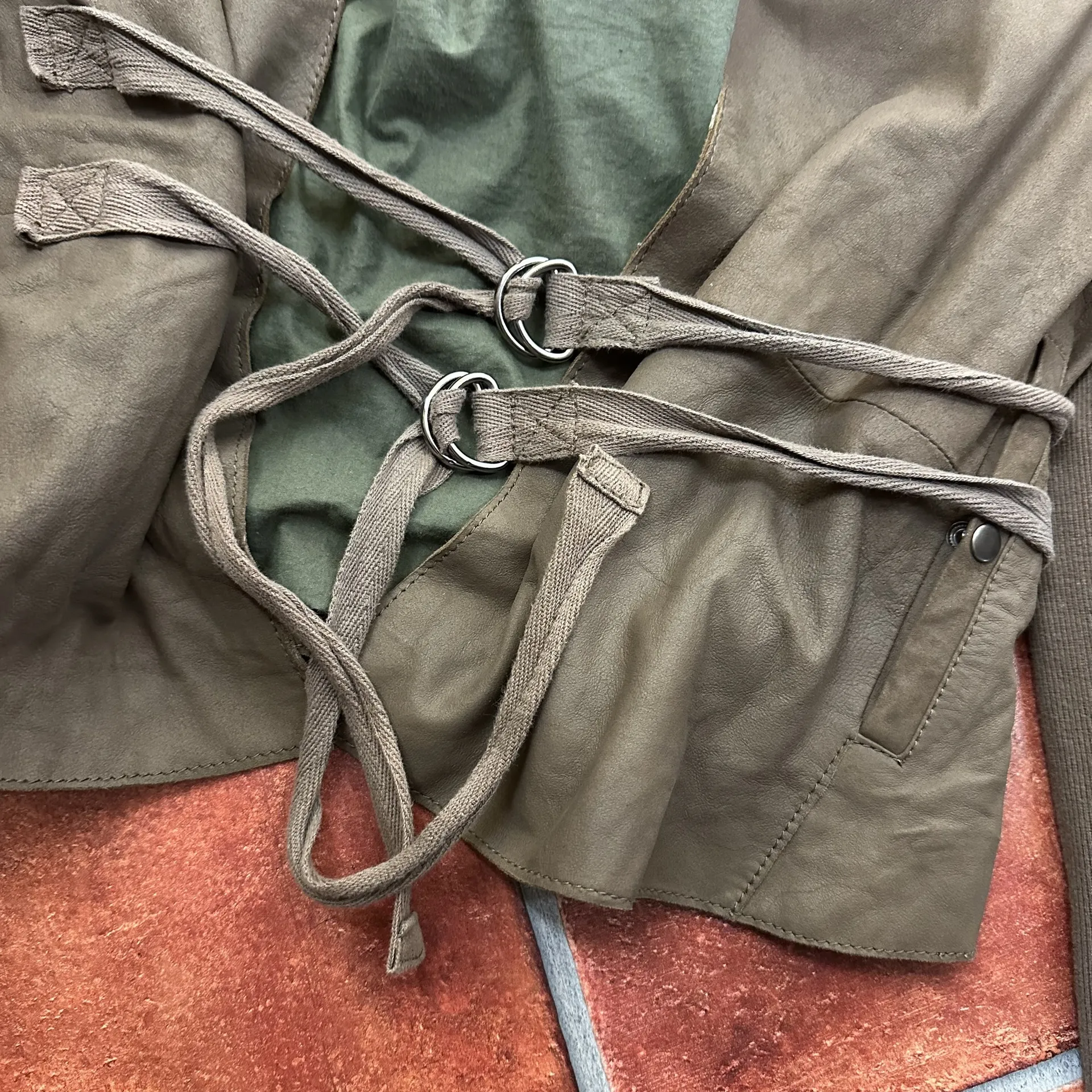 Muubaa Goat Leather Sinoia Drape Jacket Brown Size 2 - Image 9