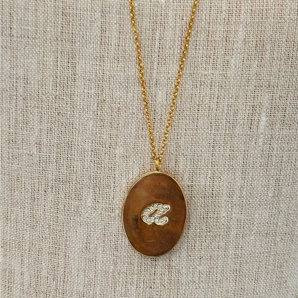 Kate Spade Oval Pave Script “A” One In A Million Pendant Gold Tone Necklace - Image 7