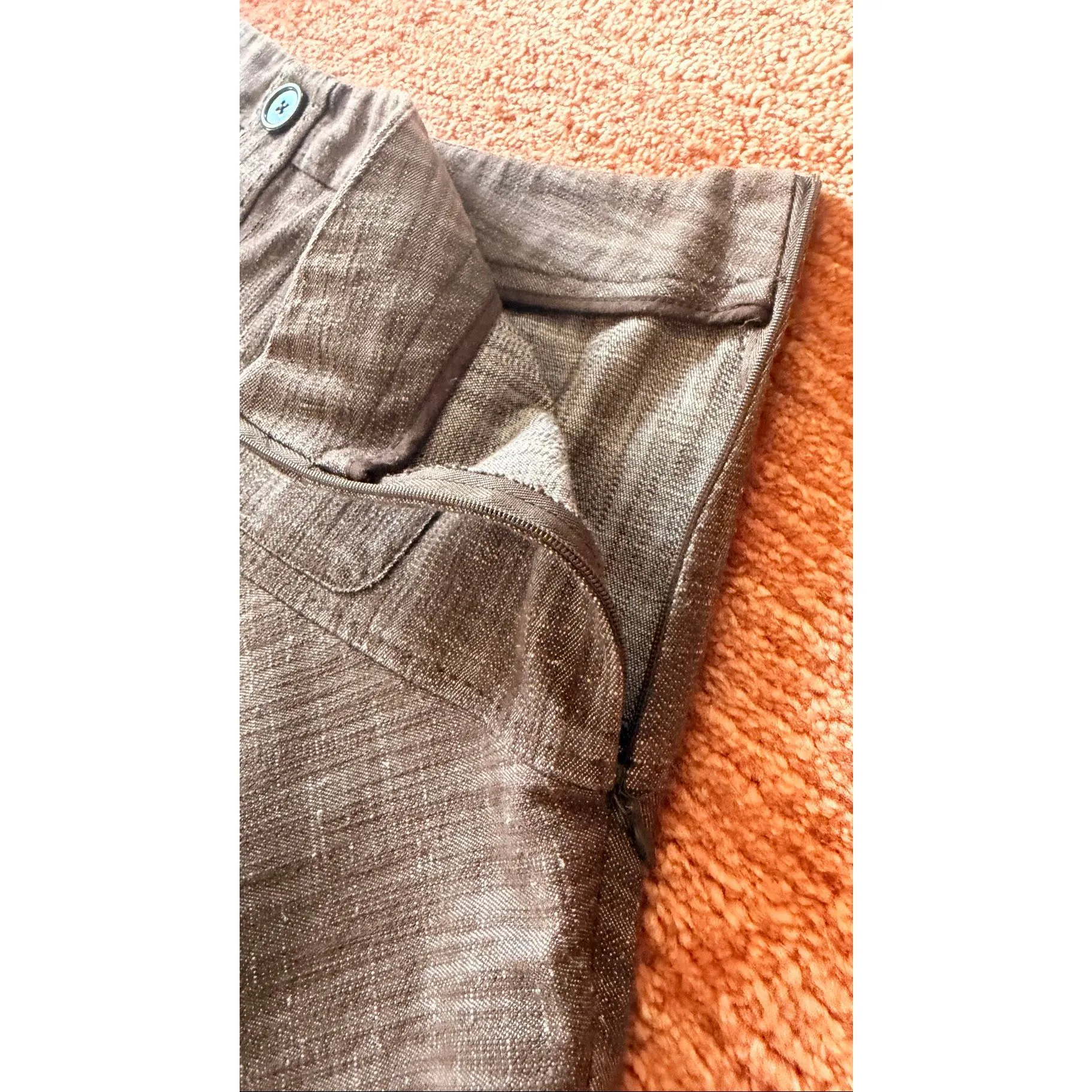 Larry Levine Stretch A-Line Skirt Brown Button Front Size 14 - Image 7