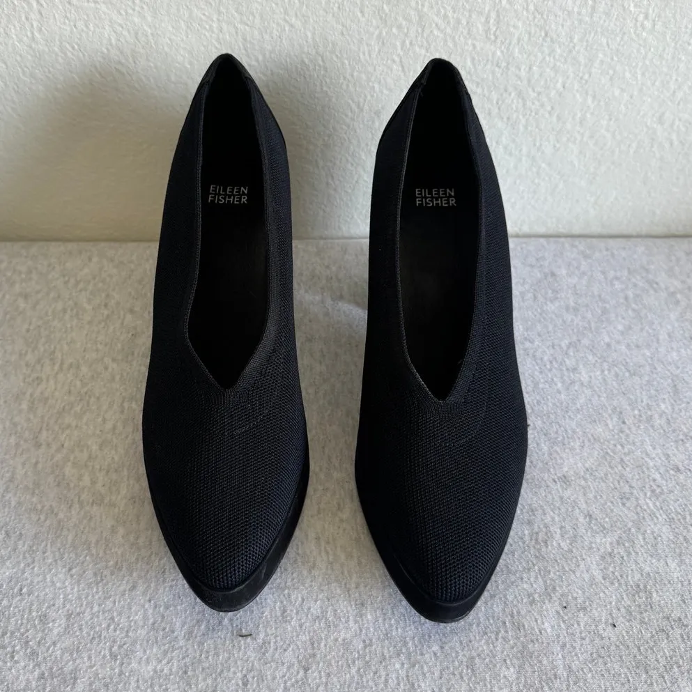 Eileen Fisher Signy Knit Block-Heel Pumps in Black Size 10 - Image 2