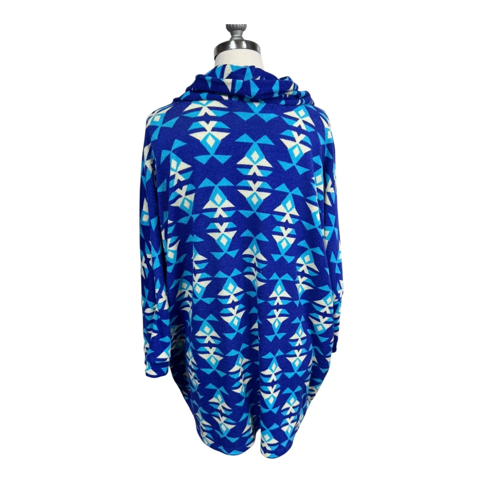 Fantastic Fawn Aztec Geometric Open Front Kimono Cardigan Blue Boho Womens Large - Image 4