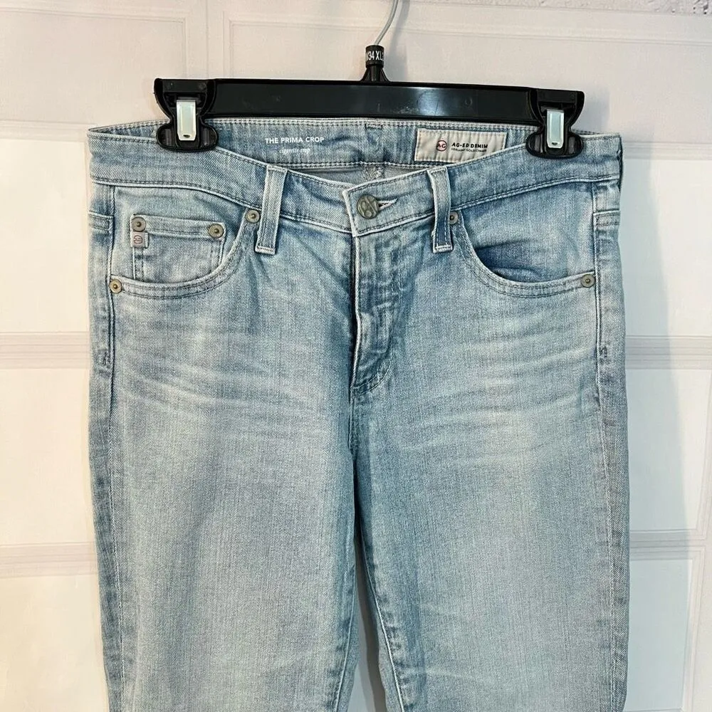 Ag Adriano Goldschmied Blue The Prima Crop Cigarette Leg Light Wash Jeans Sz 27 - Image 3