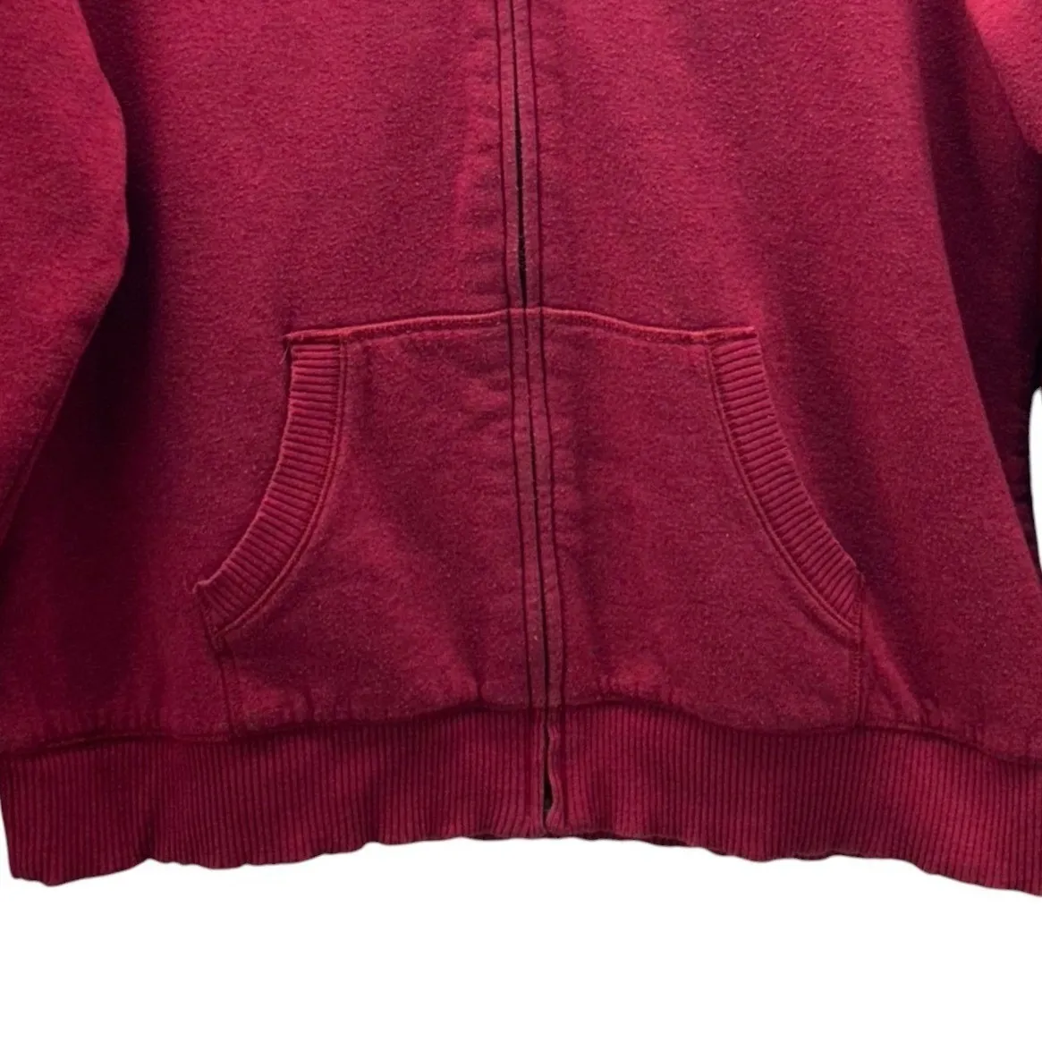 Y2K Sherpa Lined Hoodie Maroon Red XL - Image 6