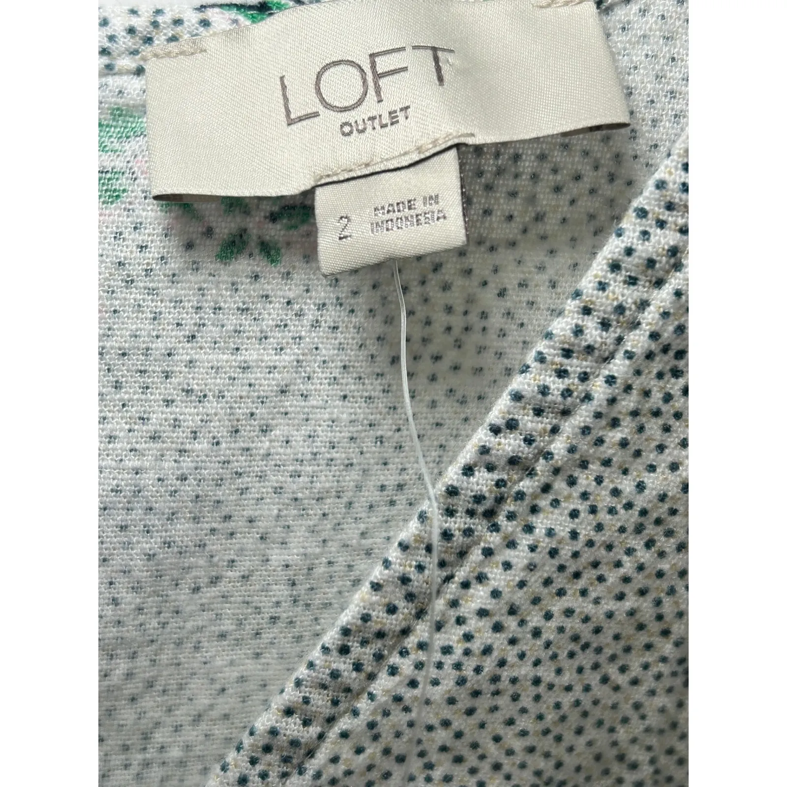 NWT LOFT Linen Floral Wrap Dress Ruffle Hem Short‎ Sleeve Casual Summer Size 2 - Image 3