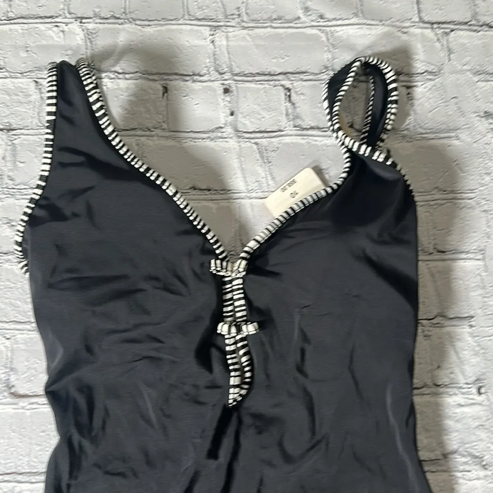 Sears Tropical Escape One Piece Plunge Black White Swimsuit size 10 NEW women’s - Image 6