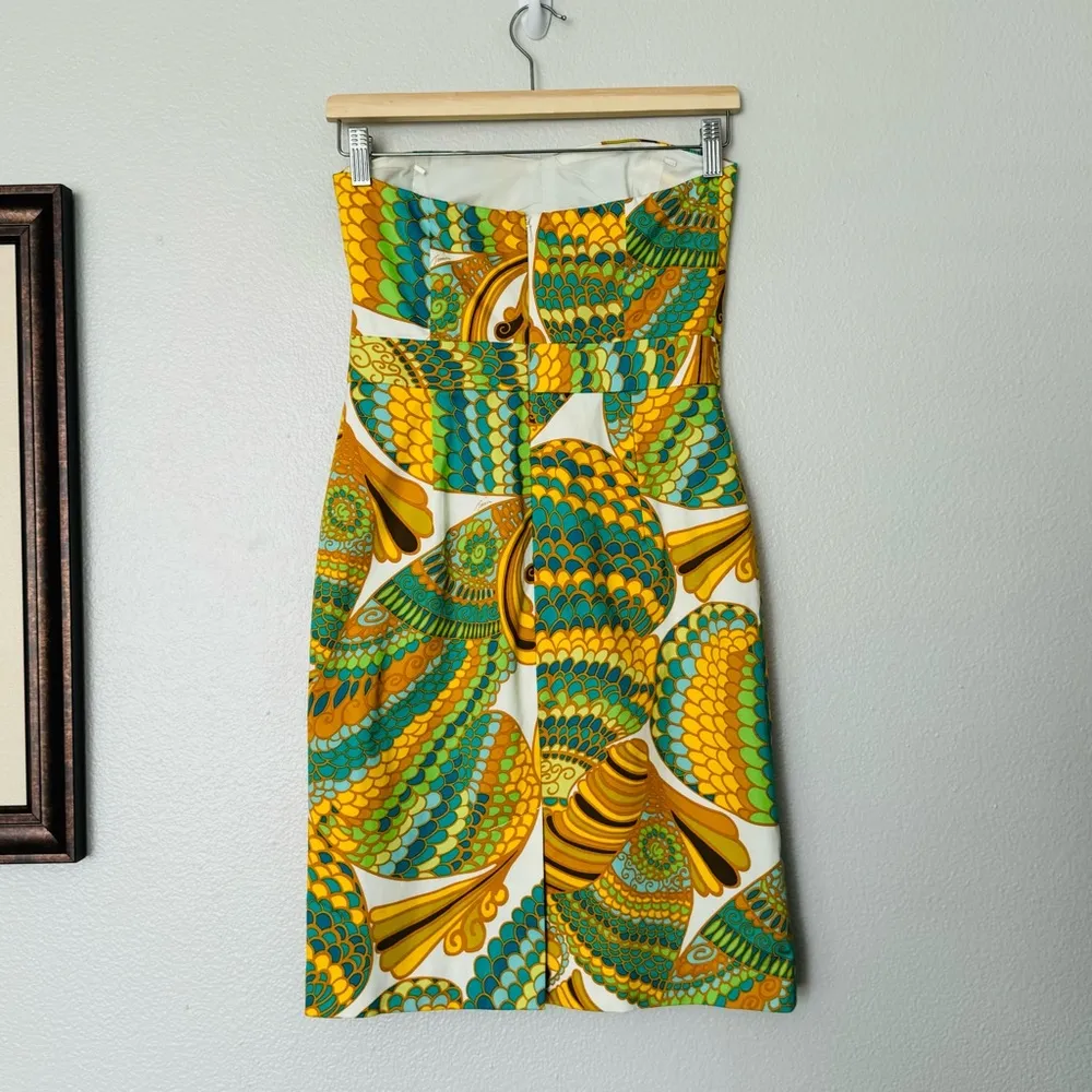 Trina Turk for Banana Republic Blue Pisces Printed Cora Strapless Dress Size 0 - Image 6