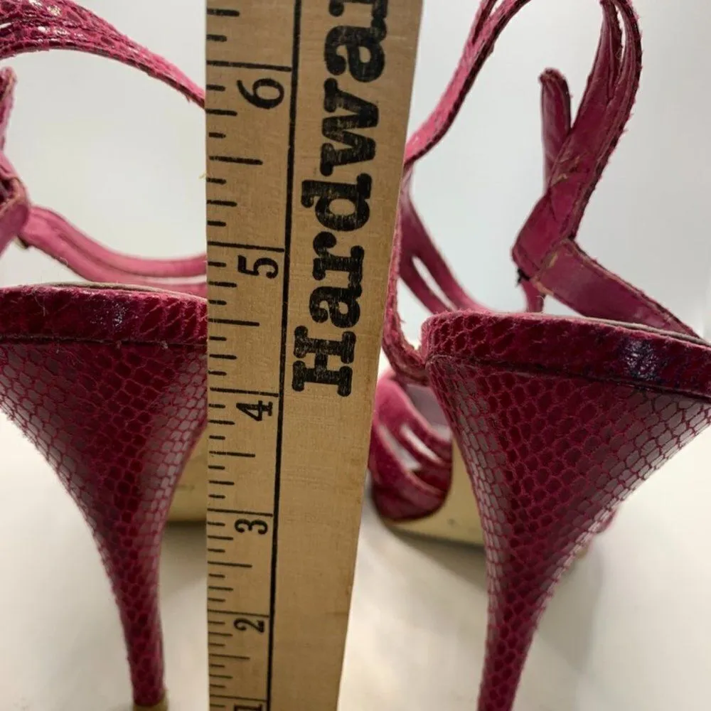 White House Black Market Pink Snakeskin Slingback 4.5 Heel - Image 5