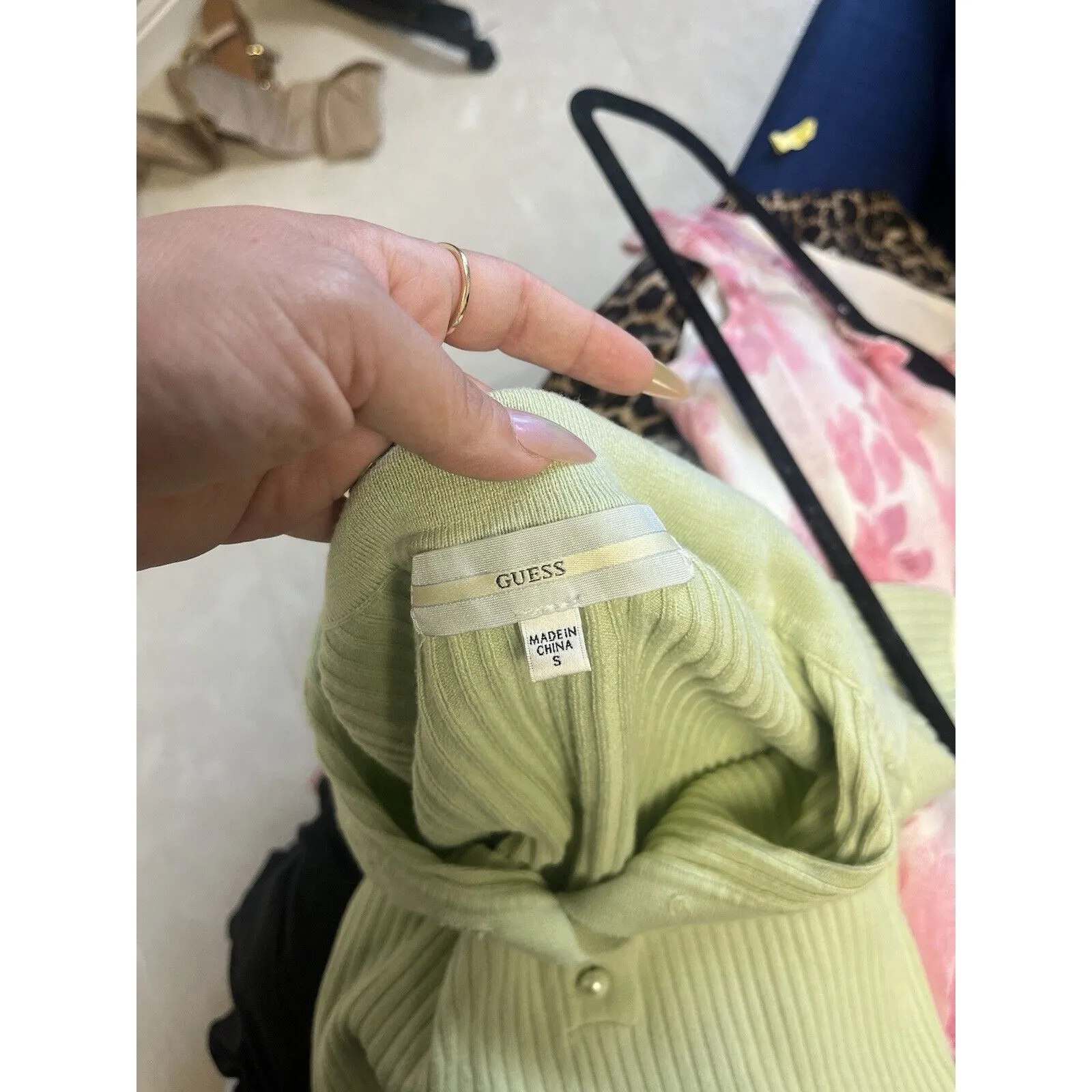 GUESS Women's Adelaide Ribbed Polo Dress Green Size S‎ - Image 9