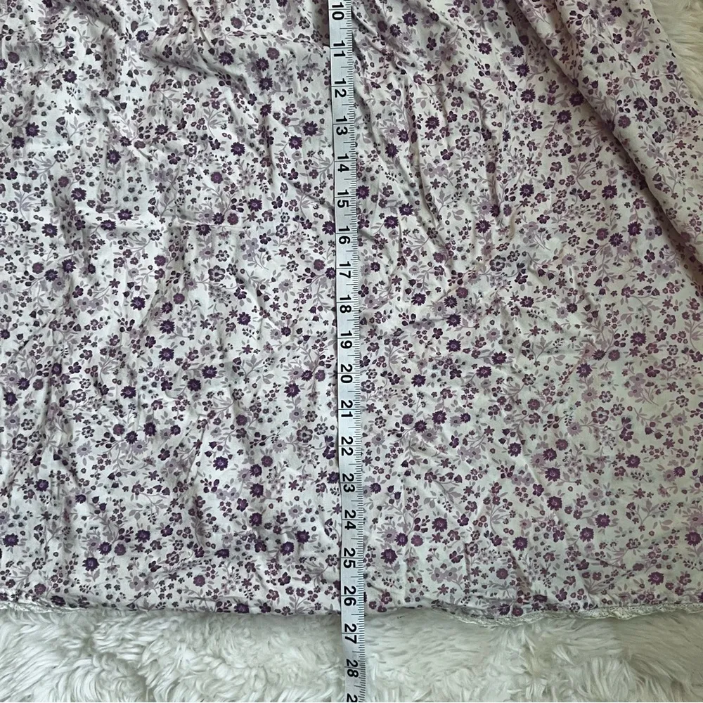 Japna babydoll dress white crochet knit top and a purple floral print Sz Lg - Image 8