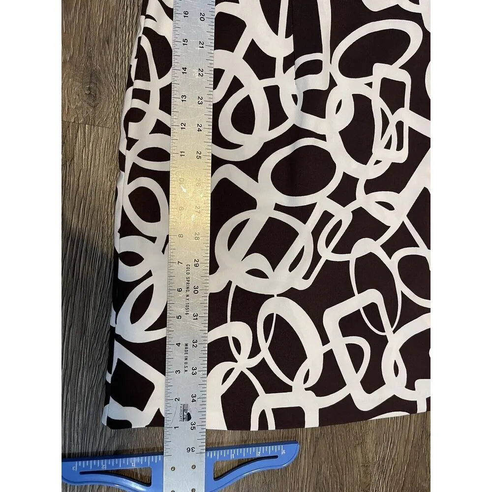 Dress Barn sleeveless Sheath Dress Brown/Ivory geometric size 8 career spandex - Image 5