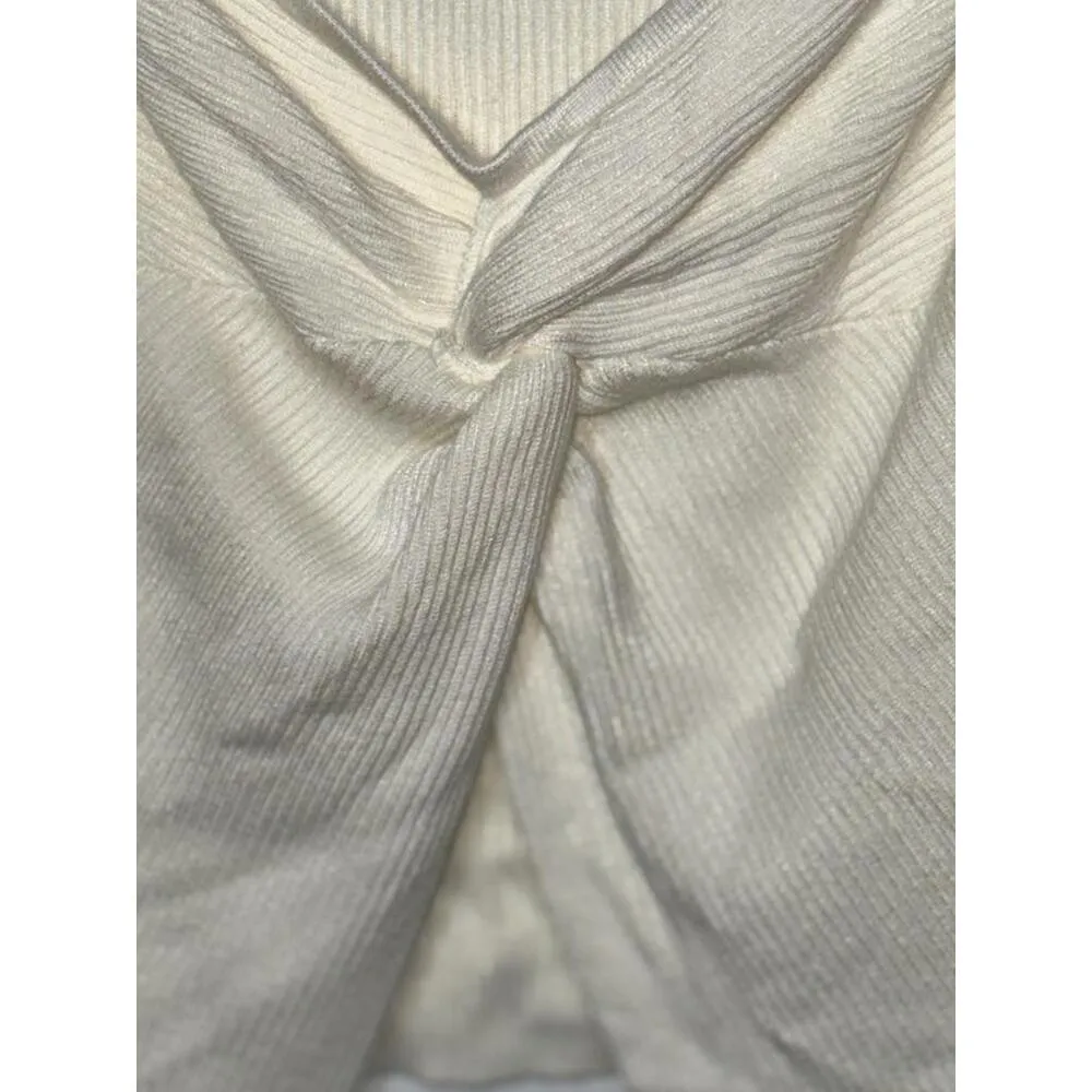 NEW Abercrombie & Fitch Cream White Ribbed Knit Strapless Tube Top Blouse Size L - Image 3