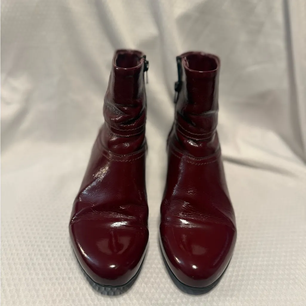 La CANADIENNE Glossy Maroon Heeled Boots Red Size 7.5 - Image 3
