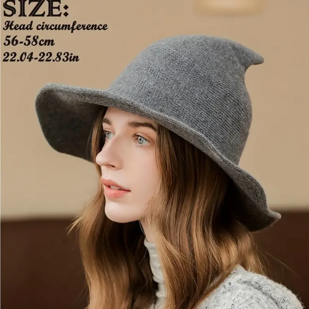 Grey Witchcraft Unisex Woolen Hat WarmStylish for Halloween or‎ Daily Wear Gray - Image 11