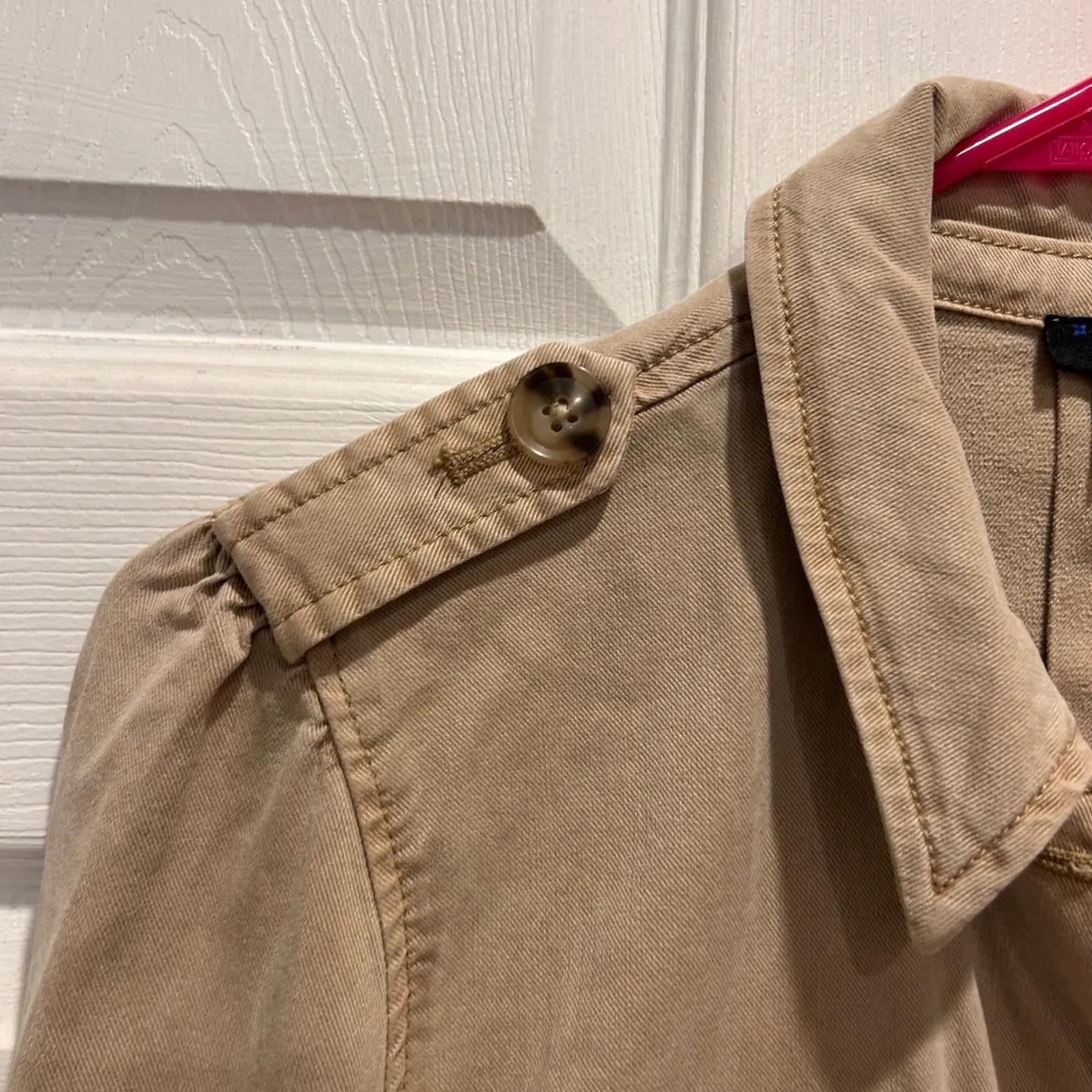PAIGE Pacey Vintage Suntan Tan Utility Jacket Button Front Lyocell Women Size L - Image 2