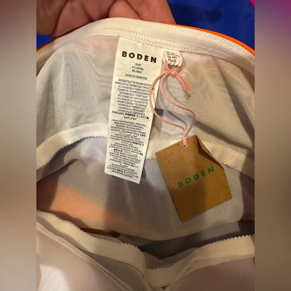 NWT Boden Santorini Halterneck Swimsuit Blue/Pink Colourblock Size 20 - Image 7