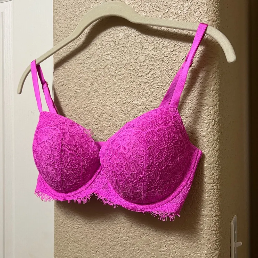 Victoria’s Secret DREAM ANGELS Lightly Lined Lace Demi Bra 34DD Pink Berry - Image 5