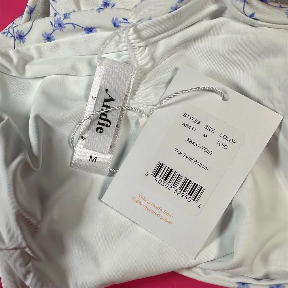 NWT Andie Women's Floral Symi Bikini Bottom White Size M Swimwear Beach Vacation - Image 4