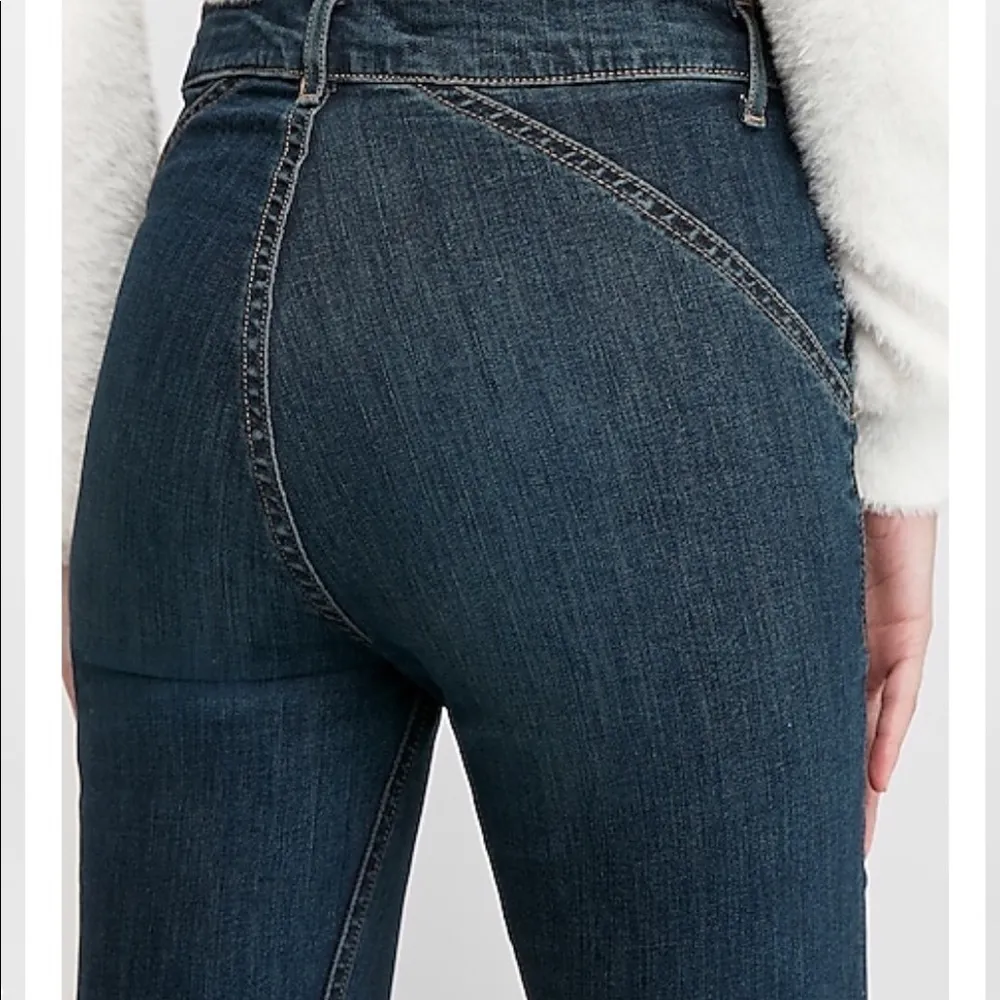 Nee High Waisted Denim Dark Wash Utility Skinny Jeans - Image 3