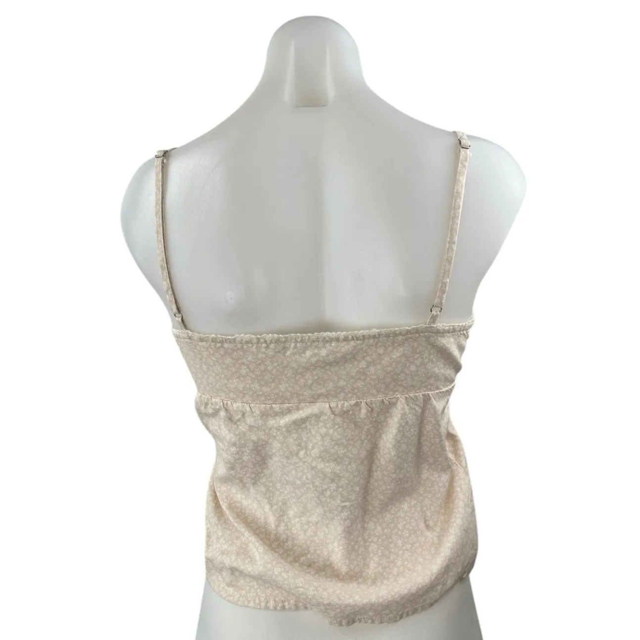 Brandy Melville Beige Floral Sleeveless Cami Tie Bow Babydoll Tank Top Size M - Image 2