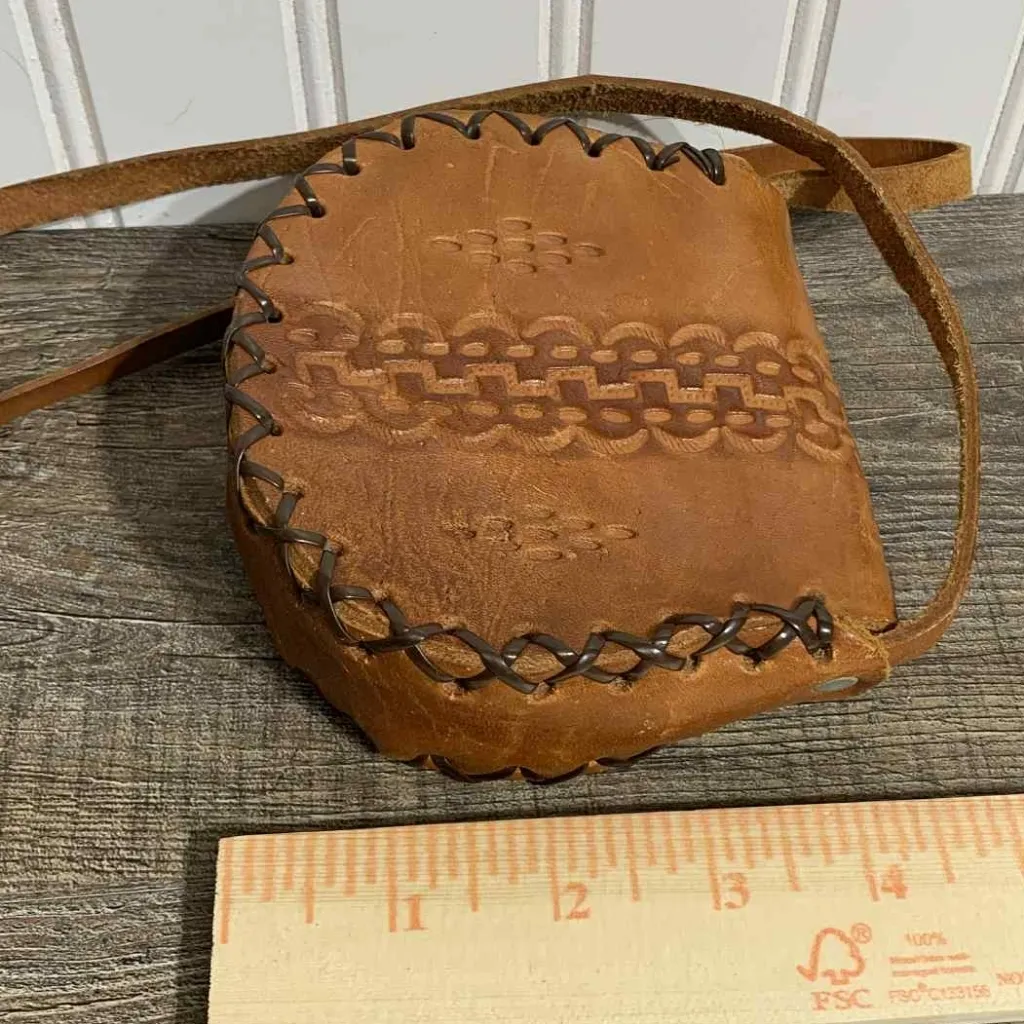 Vintage Mexican Tooled Leather Acapulco Cross Body Bag Small Brown - Image 5